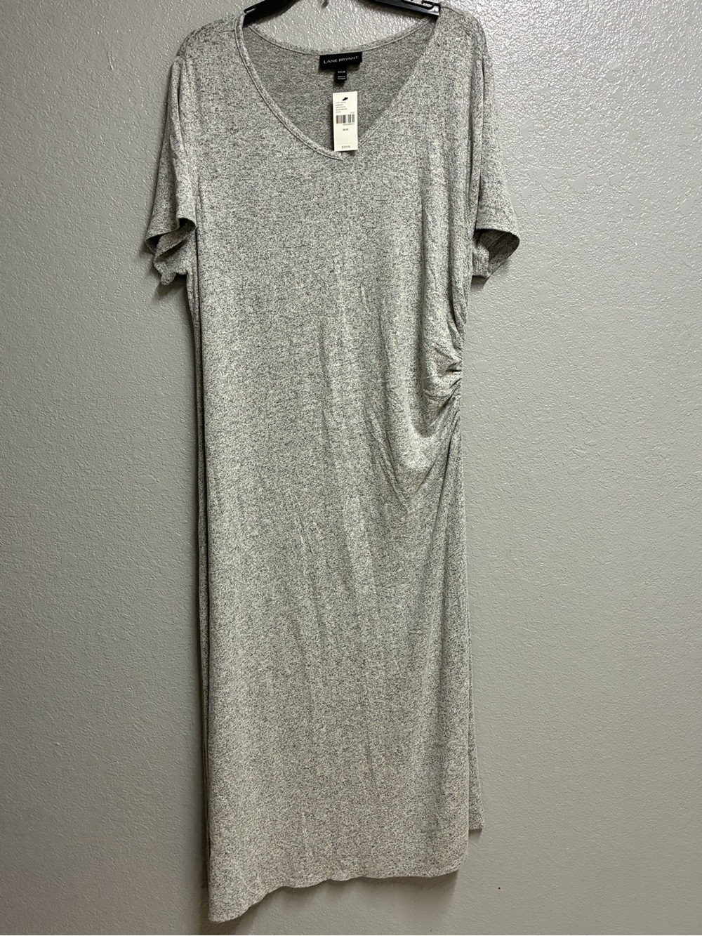 Lane Bryant Light Heather Gray V-Neck Midi Dress